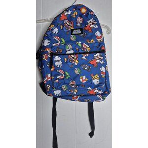 Nintendo Super Mario vs. Enemies Blue / Black Kids Backpack School Bag 16"